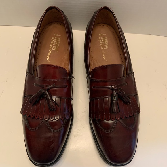 Johnston Murphy burgundy slip on wingtips 11.5M - Picture 2 of 10